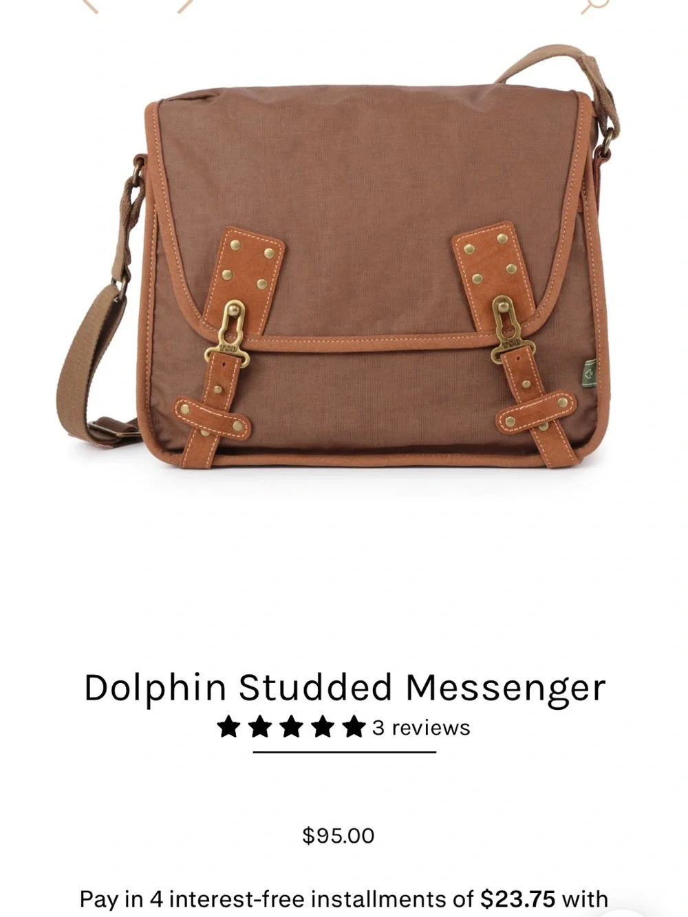 Studded Messenger Bag - Brown